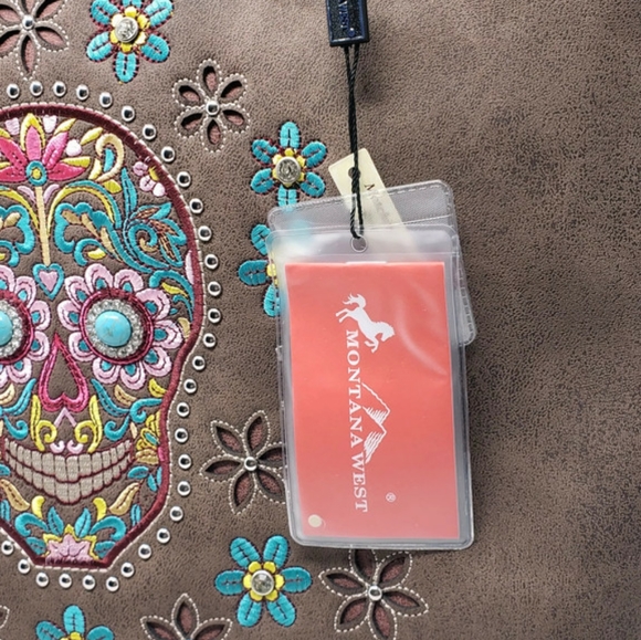 Montana West Sugar Skull Collection Concealed Carry Tote Bag - Picture 4 of 7